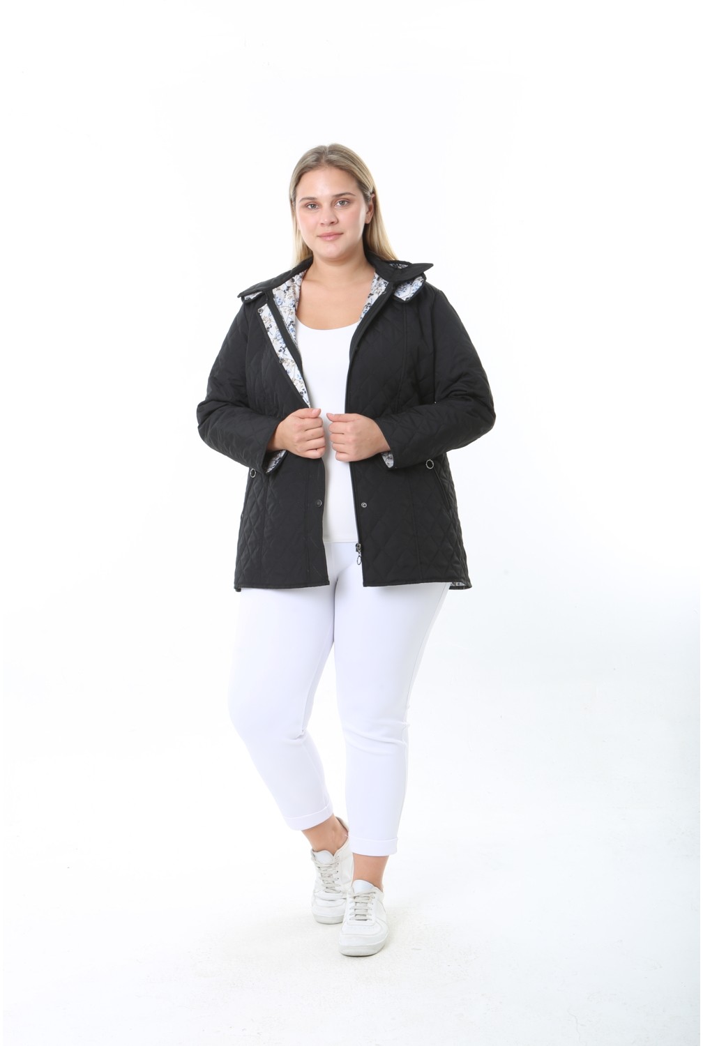 TUTveAL Collection Kapitone Mont, Büyük Beden Mont, Baharlık, Büyük Beden Ceket, Kapüşonlu, Suya Dayanıklı Mont görsel 7
