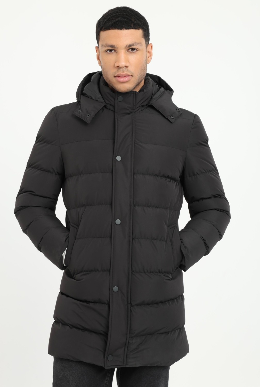 Dufy Erkek Slim Fit Kapüşonlu Siyah Mont görsel 3