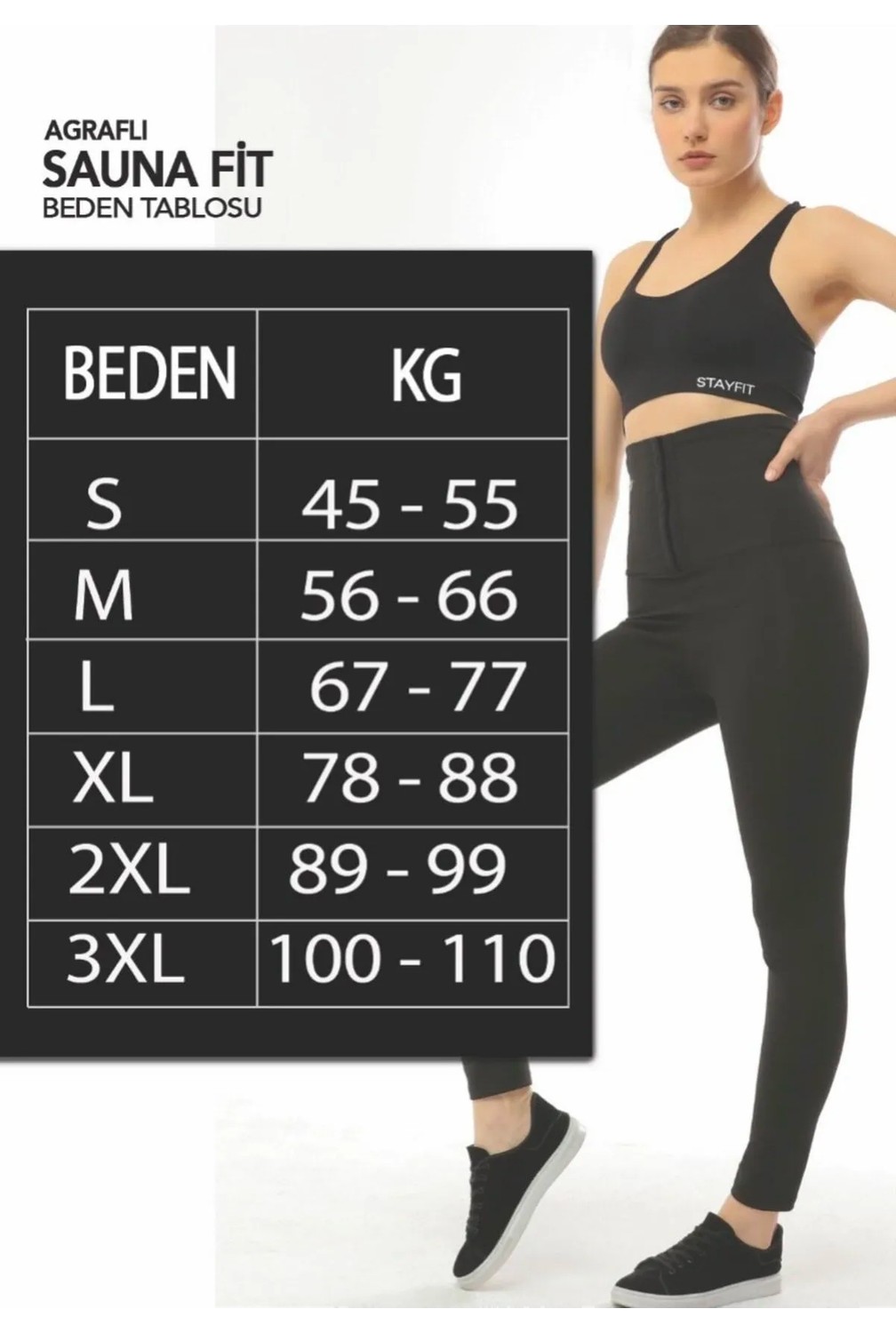 Stayfit Kadın Yüksek Bel Agraflı Sauna Fit Tayt - 1. Kalite Polymer Kumaş görsel 6