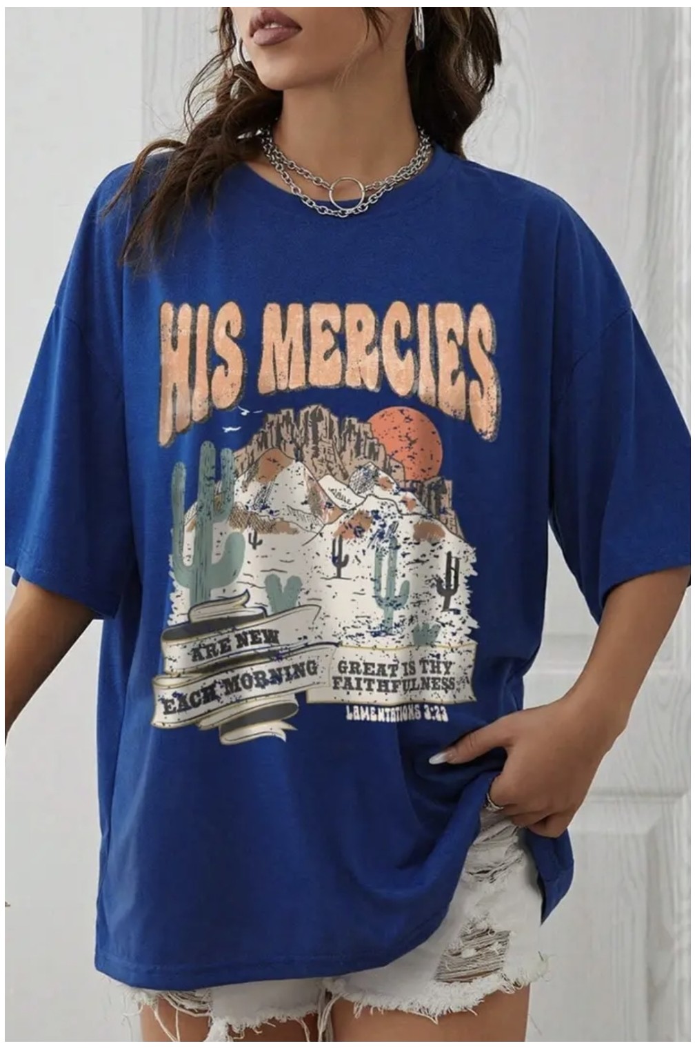 Punix Punıx Büyük Beden Özel Seri His Mercies Arizona Baskılı %100 Pamuk Yeni Trend Battal Kadın T-Shirt