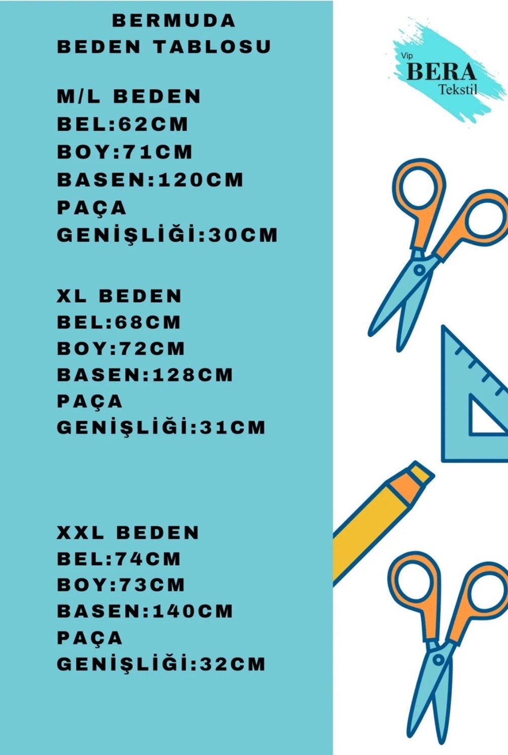 Vip Bera Tekstil Siyah 1.kalite Penye Bol Paça Bermuda& Kapri görsel 3