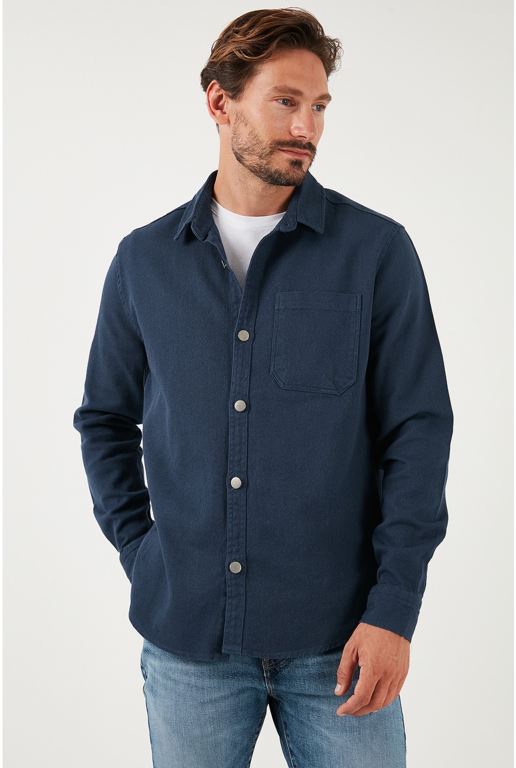 Buratti Pamuklu Tek Cepli Regular Fit Gömlek Erkek Gömlek CF25W129140 görsel 5