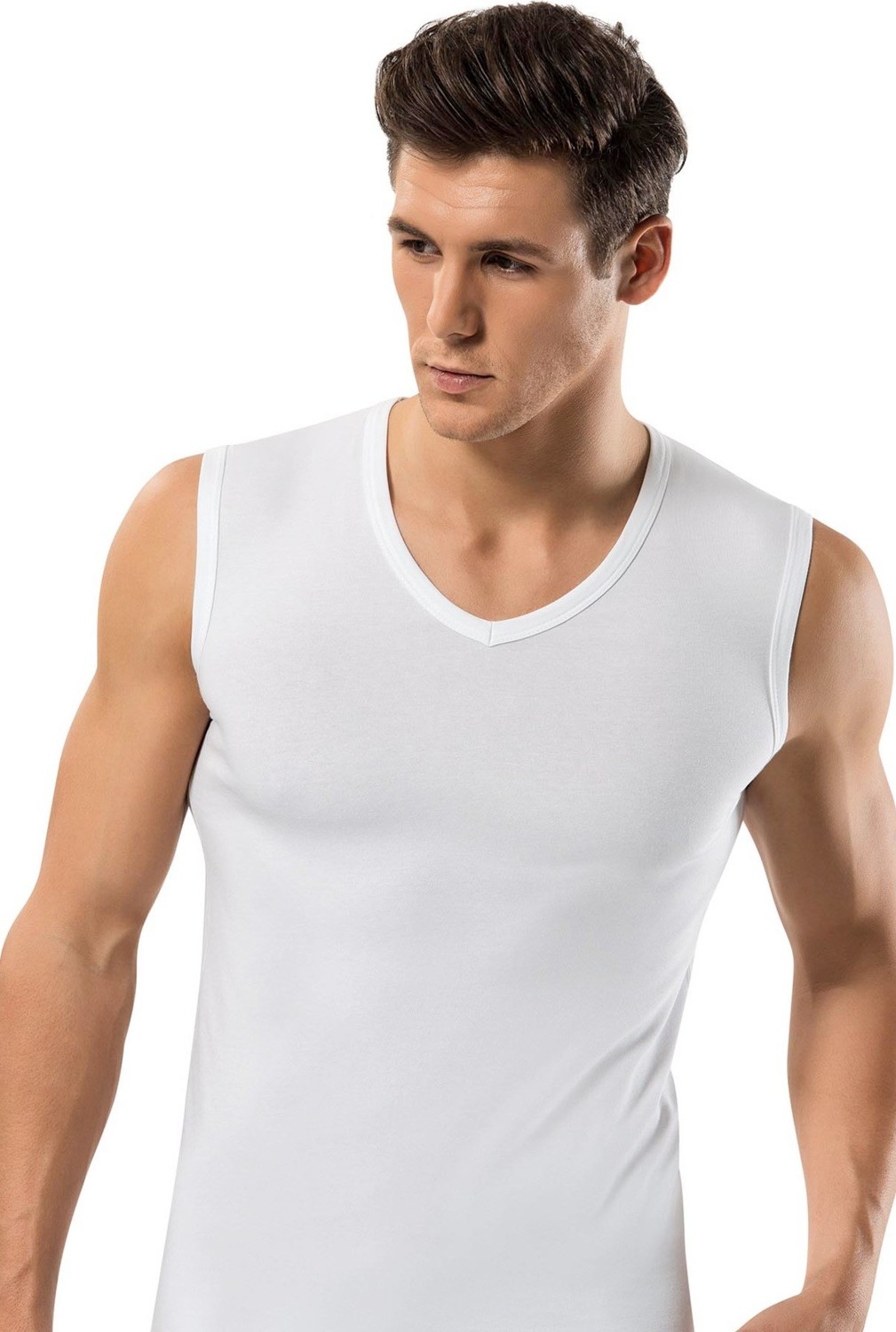 Erdem İç Giyim Beyaz Erdem İç Giyim Slim Fit Kolsuz Derin V Yaka Atlet