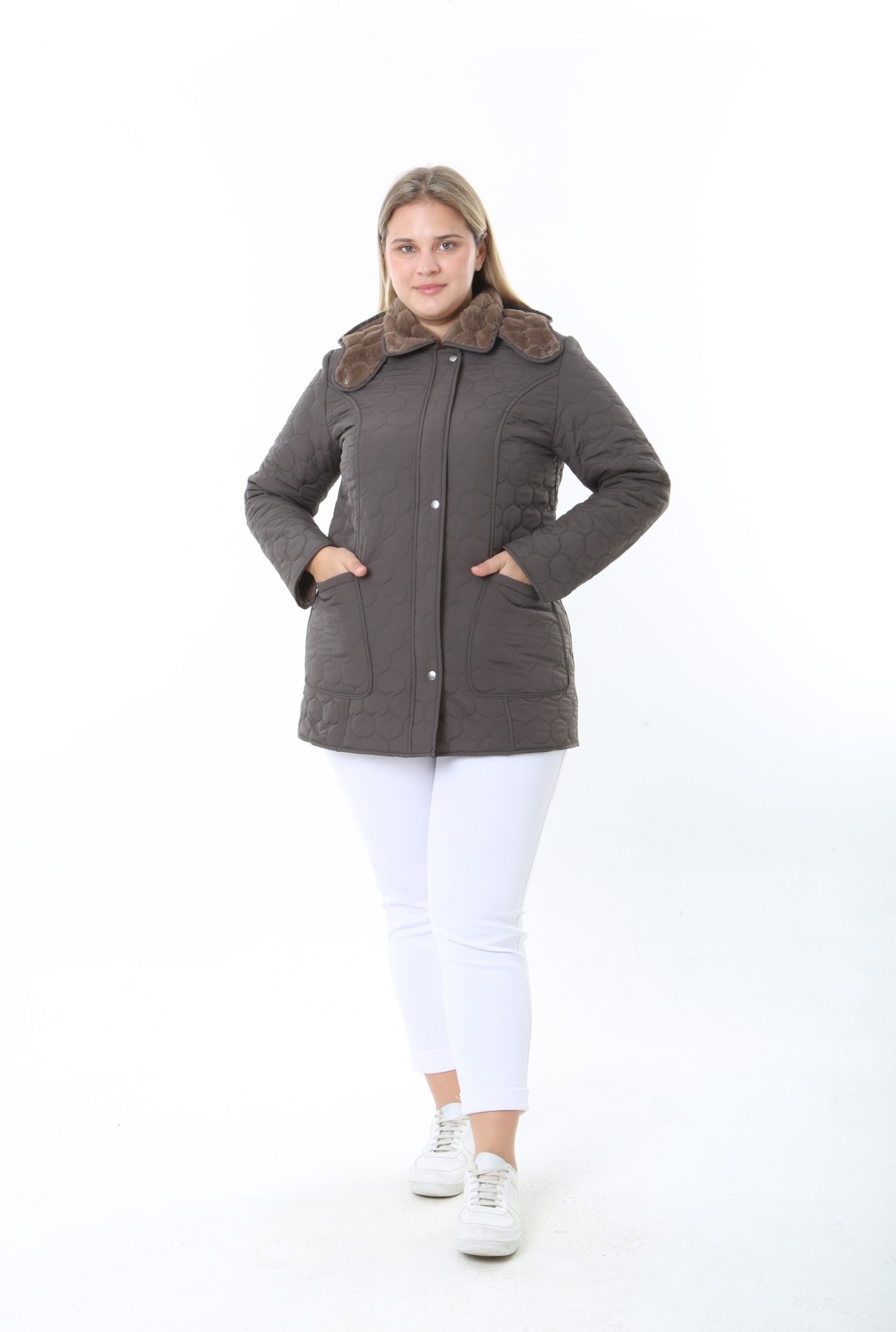 TUTveAL Collection Ithal, Yumuşak Kürklü, Su Itici Mont,büyük Beden, Tavşan Tüylü Kaban,kapitone Mont, Premium Seri
