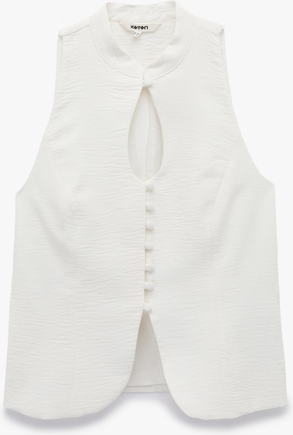 Koton Keten Görünümlü Slim Fit Düğmeli Qipao Dik Yaka Yelek görsel 4