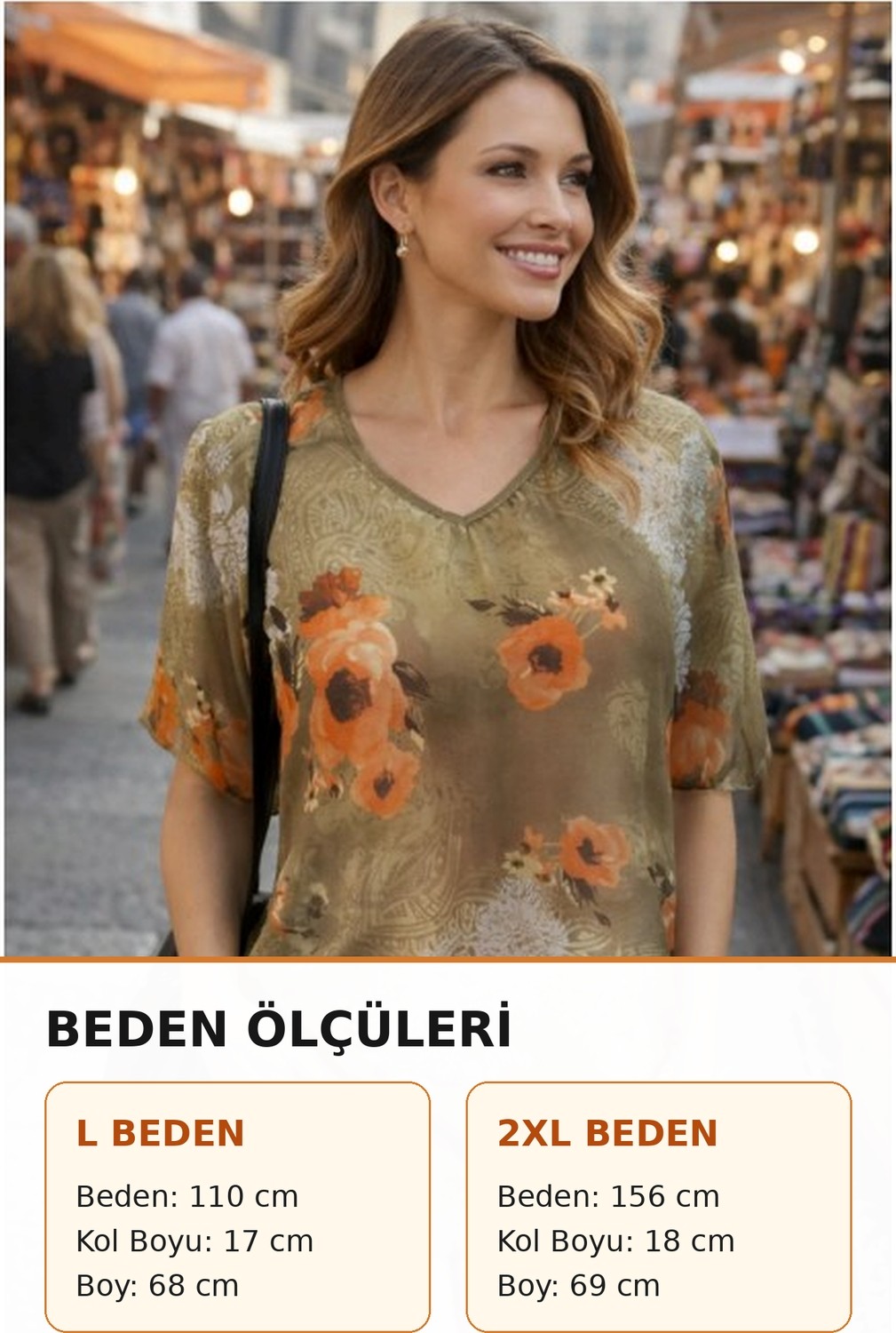 Senfoni Ince Şeffaf Kahferengi̇ Çi̇çek Desenli̇ Yazlik Bluz