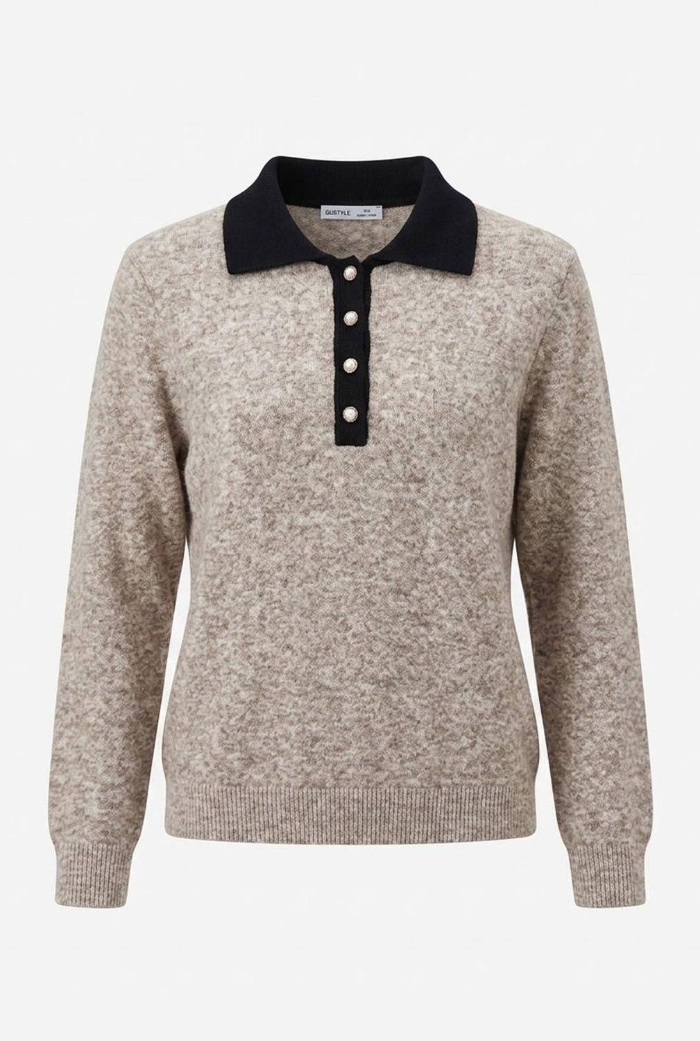 Magarde Premium Polo Yaka Triko Kazak- Vizon