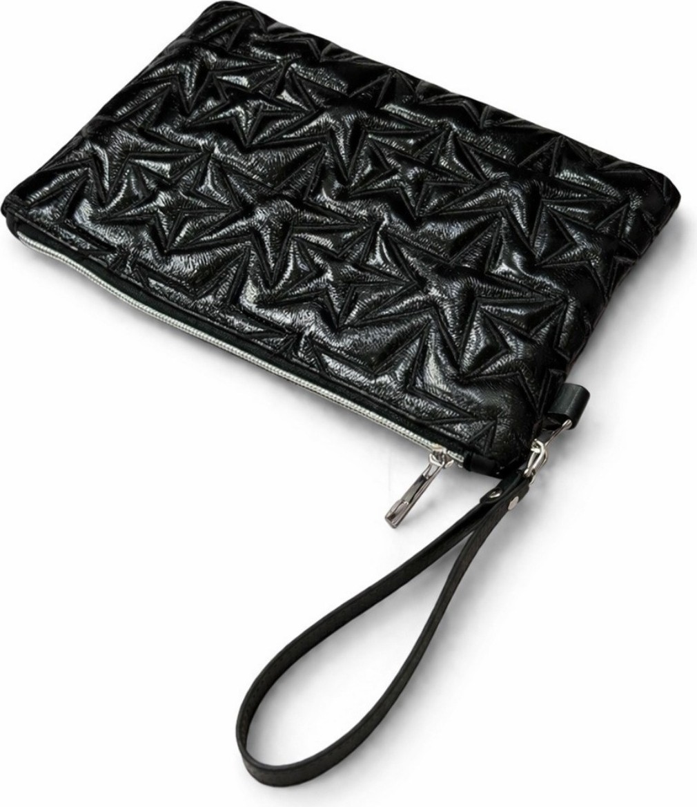 Adelina Bags 2'li Çanta Paketi Yıldız Desenli Portföy El Çantası Bilek Askılı Clutch Çanta görsel 7