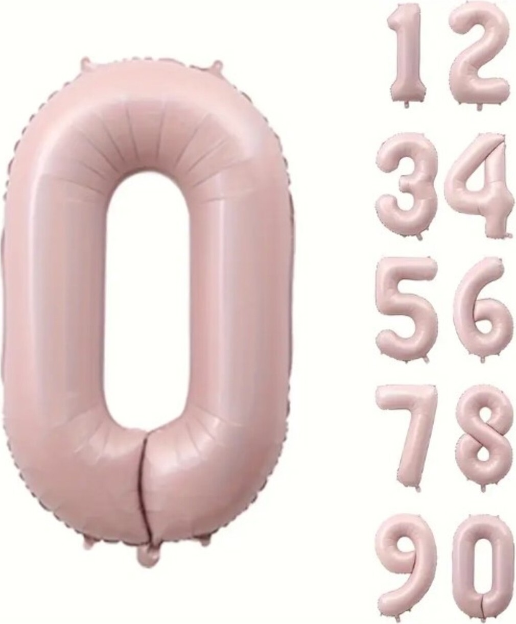 Feyza Design 70 cm Pembe Rakam Folyo Balon Parti ve Doğum Günü Süsü görsel 2