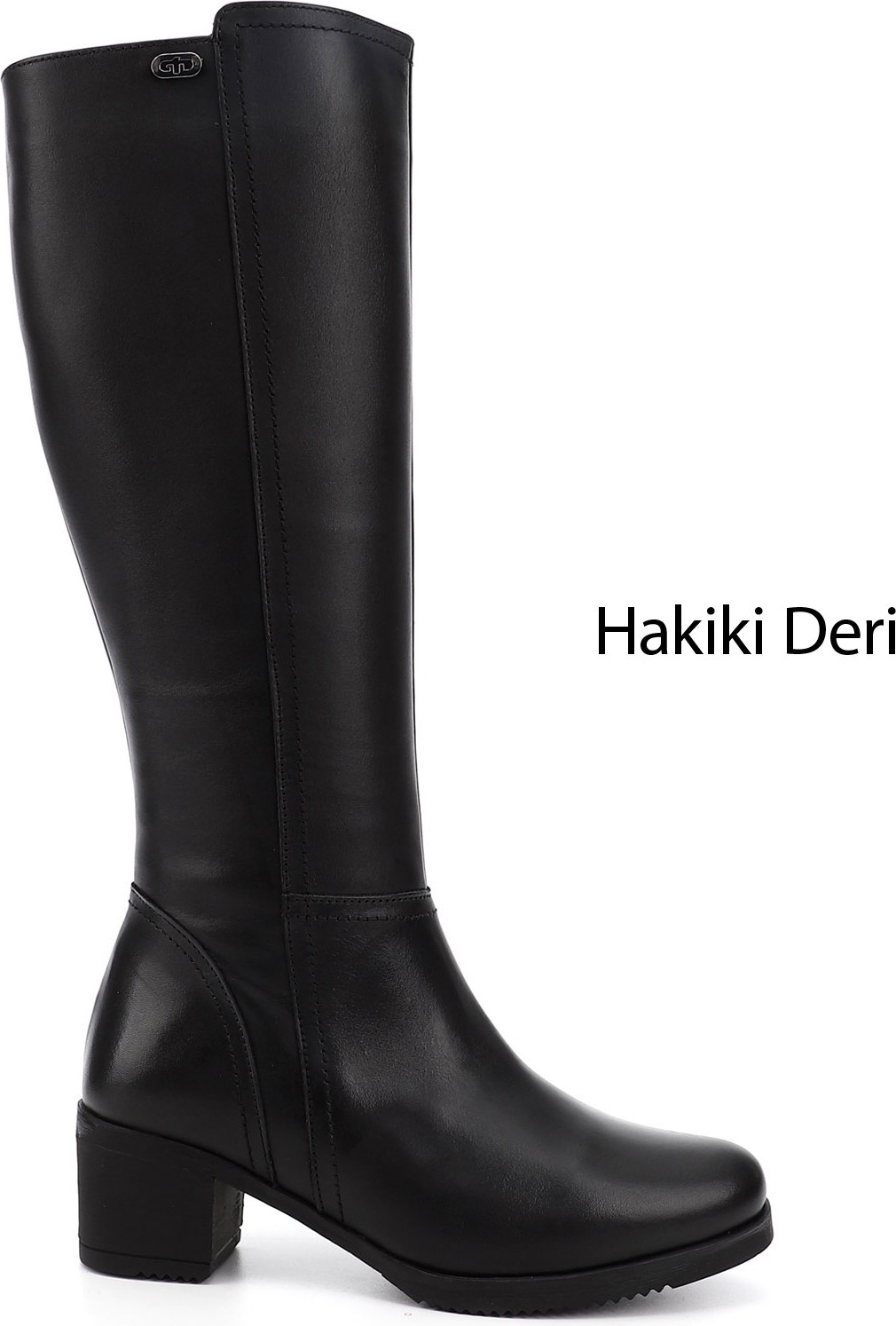 Gönderi(r) Kadın Taba Antik Fermuarlı Kalın Topuklu Hakiki Deri Çizme