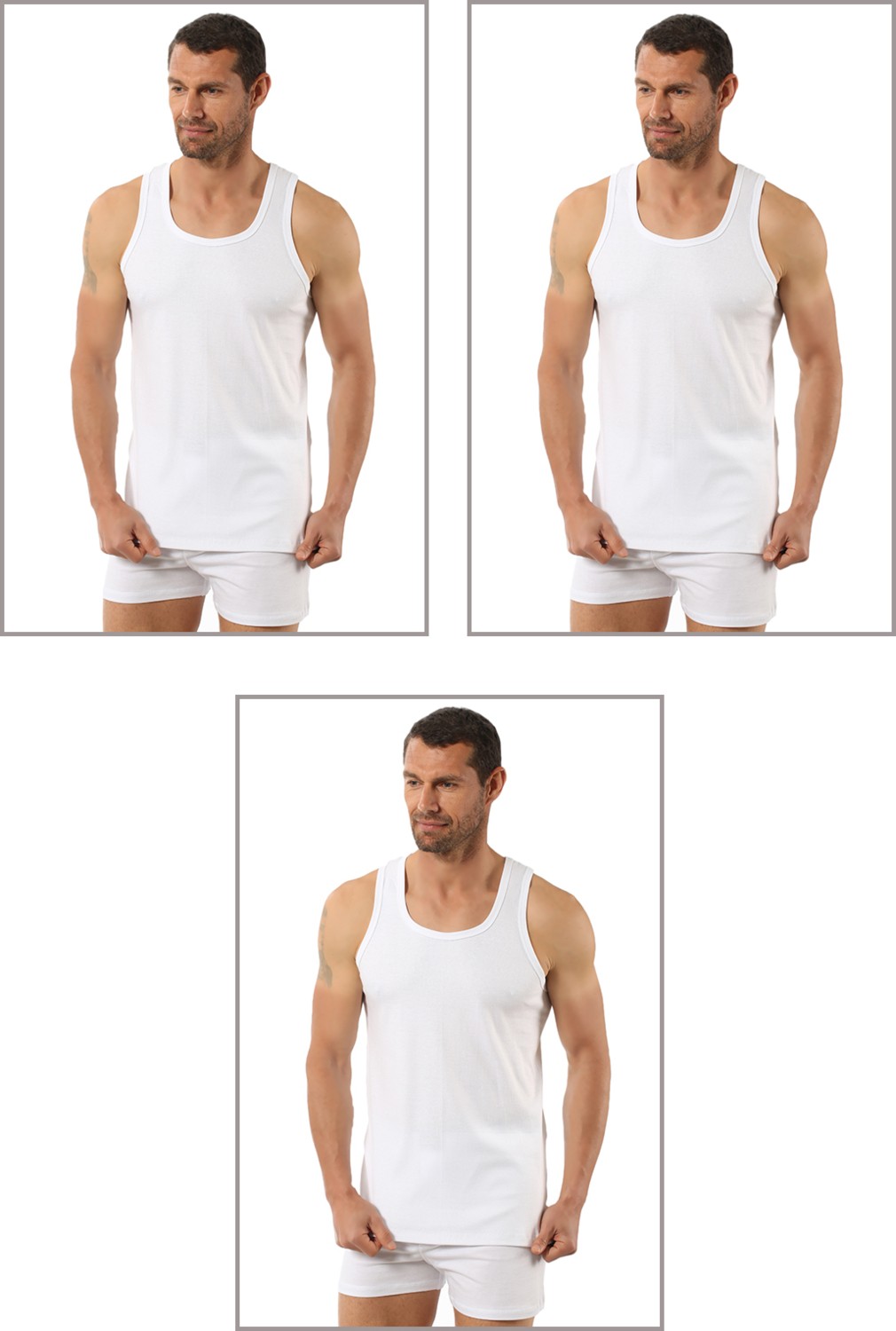 Özkan Underwear Özkan 0058 3'lü Paket Erkek %100 Pamuklu Ribana Esnek Rahat Sırtı Çapraz Sporcu Rambo Kalın Askılı Atlet