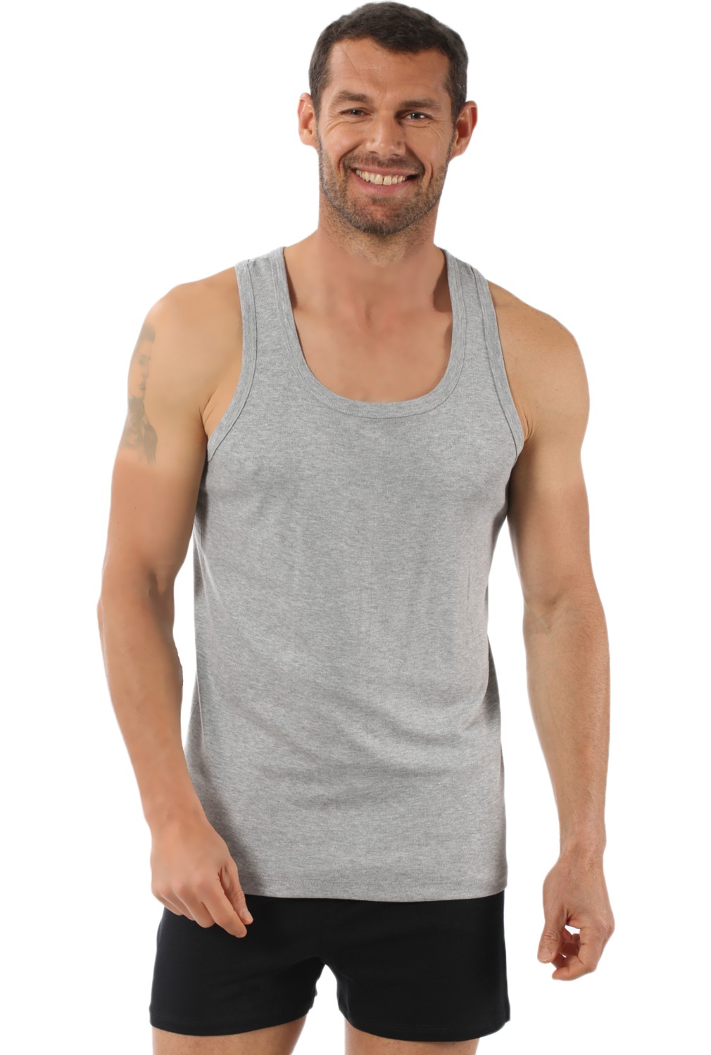 Özkan Underwear Özkan 0058 3'lü Paket Erkek %100 Pamuklu Ribana Esnek Rahat Sırtı Çapraz Sporcu Rambo Kalın Askılı Atlet görsel 5