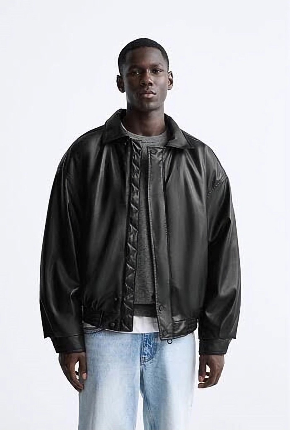 Baselco Unisex Vintage Oversize Bomber Deri Ceket Slim Fit Suni Deri Rahat Kullanım görsel 3
