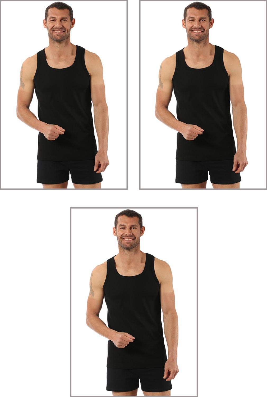 Özkan Underwear Özkan 0058 3'lü Paket Erkek %100 Pamuklu Ribana Esnek Rahat Sırtı Çapraz Sporcu Rambo Kalın Askılı Atlet görsel 7