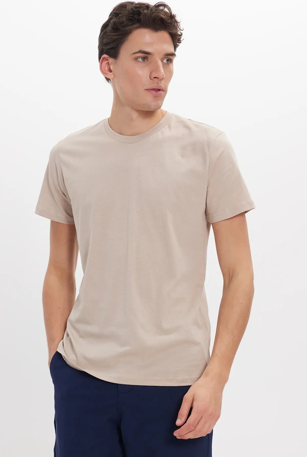 Tudors Unisex Slim Fit Dar Kesim %100 Pamuk Yumuşak Dokulu Yeşil Bisiklet Yaka Tişört