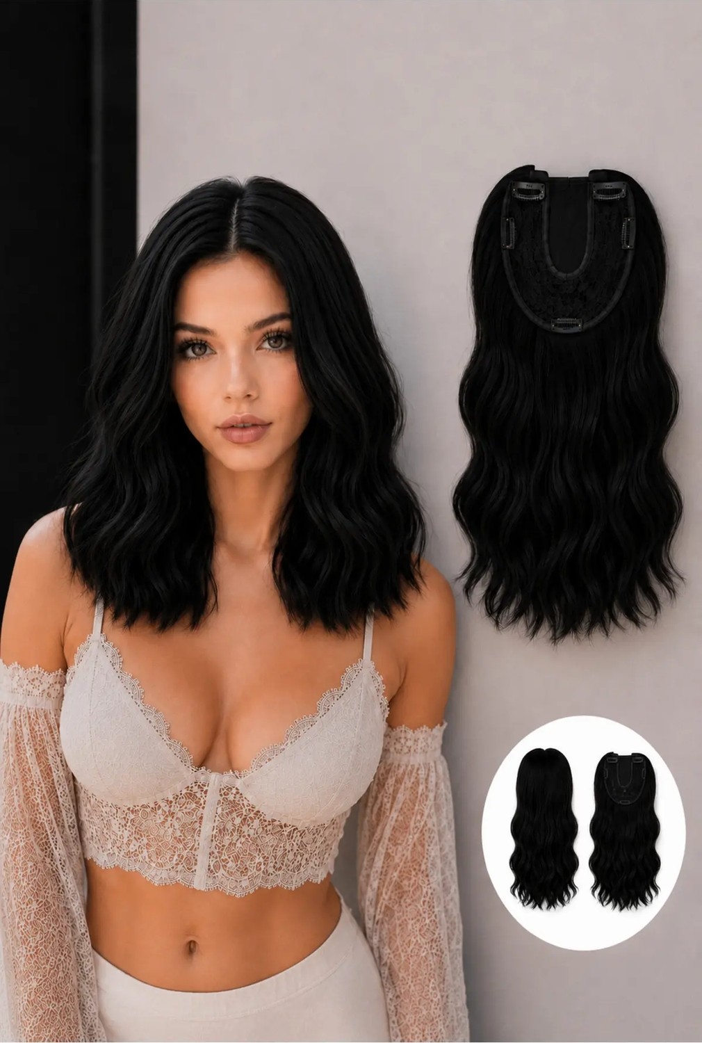 Marsilyan Siyah Tül Tepelik Kısa Model
