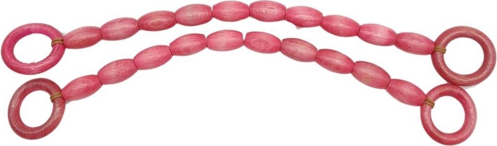Angel Çanta Aksesuar 20 mm Oval Ahşap Boncuklu 40 cm Pembe Renk Çanta Sapı görsel 2