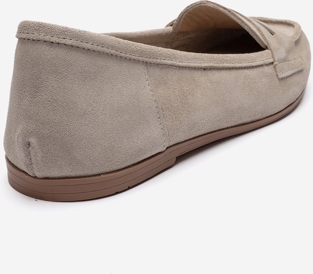 Luvi F02 Bej Süet Hakiki Deri Kadın Loafer Ayakkabı görsel 2