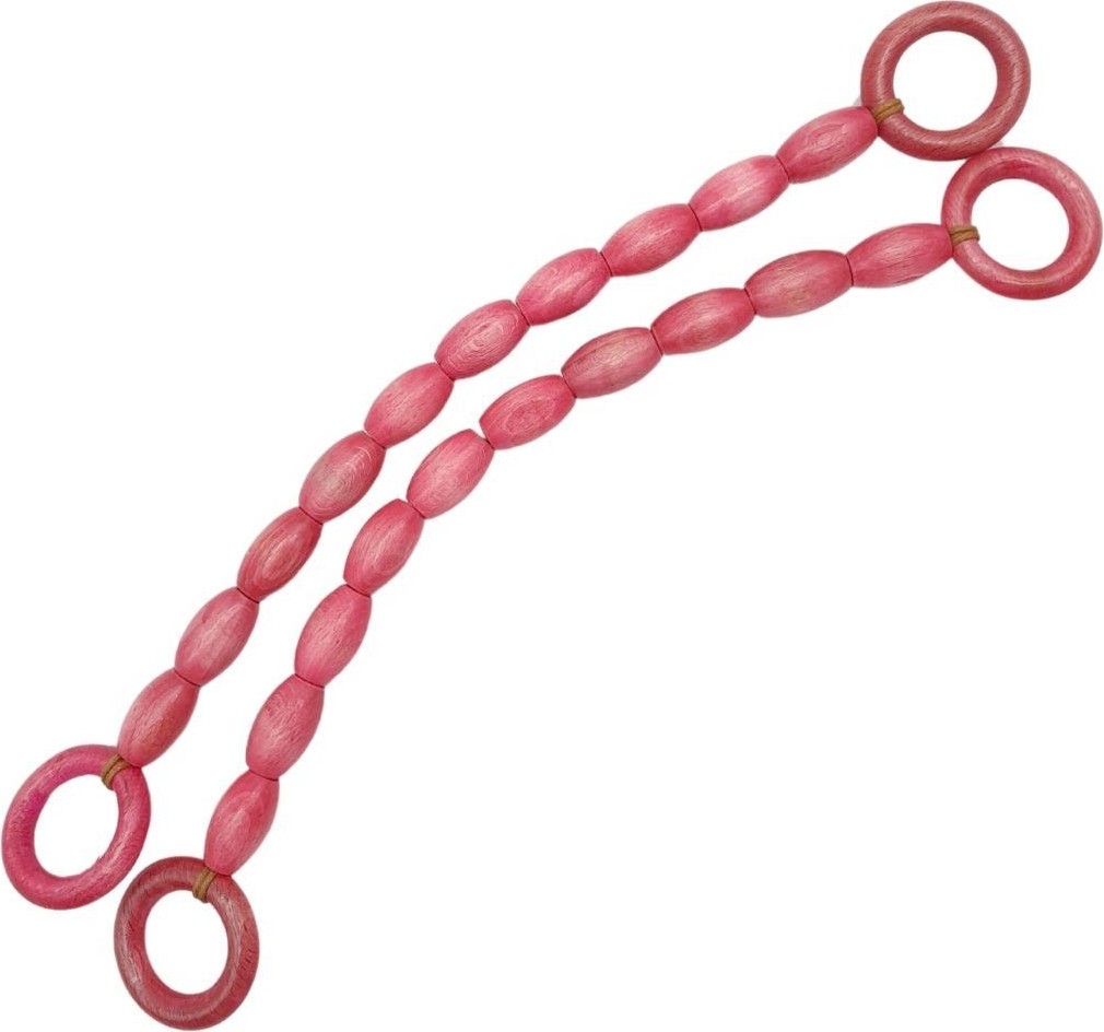 Angel Çanta Aksesuar 20 mm Oval Ahşap Boncuklu 40 cm Pembe Renk Çanta Sapı