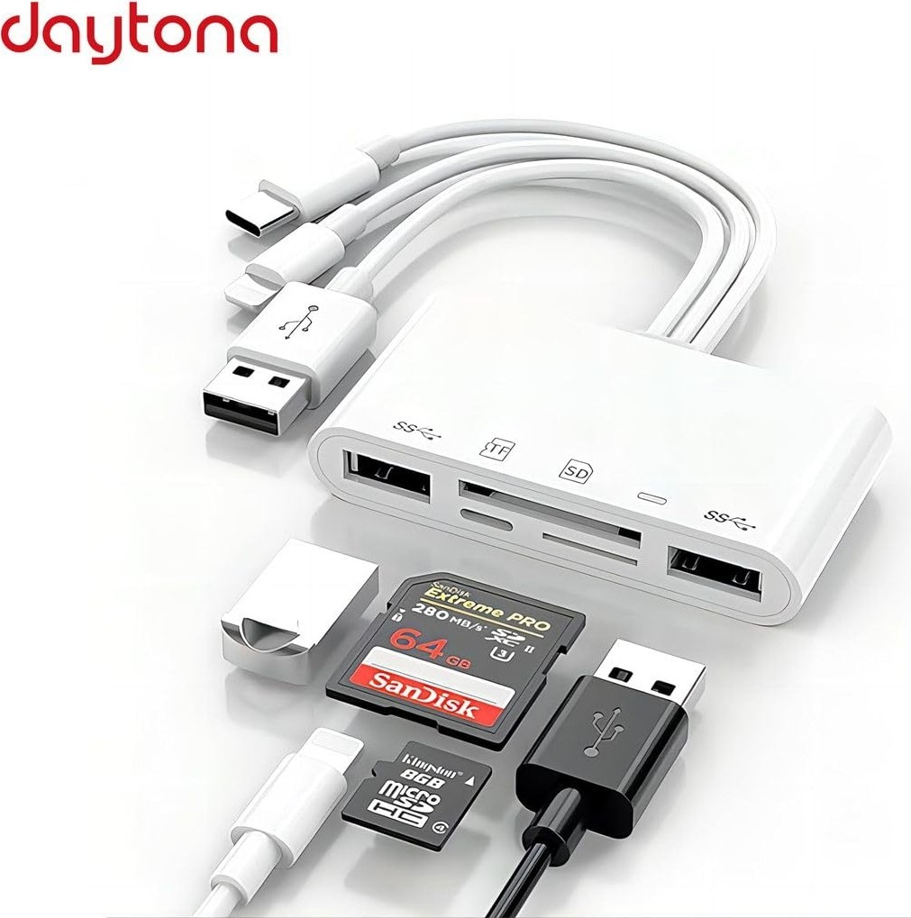 Aesco Daytona NK1032 Pro Type-C Lightning Usb-A To 2x Usb3.0 Sd Tf Pd Kart Okuyucu Çevirici Hub Adaptör görsel 5