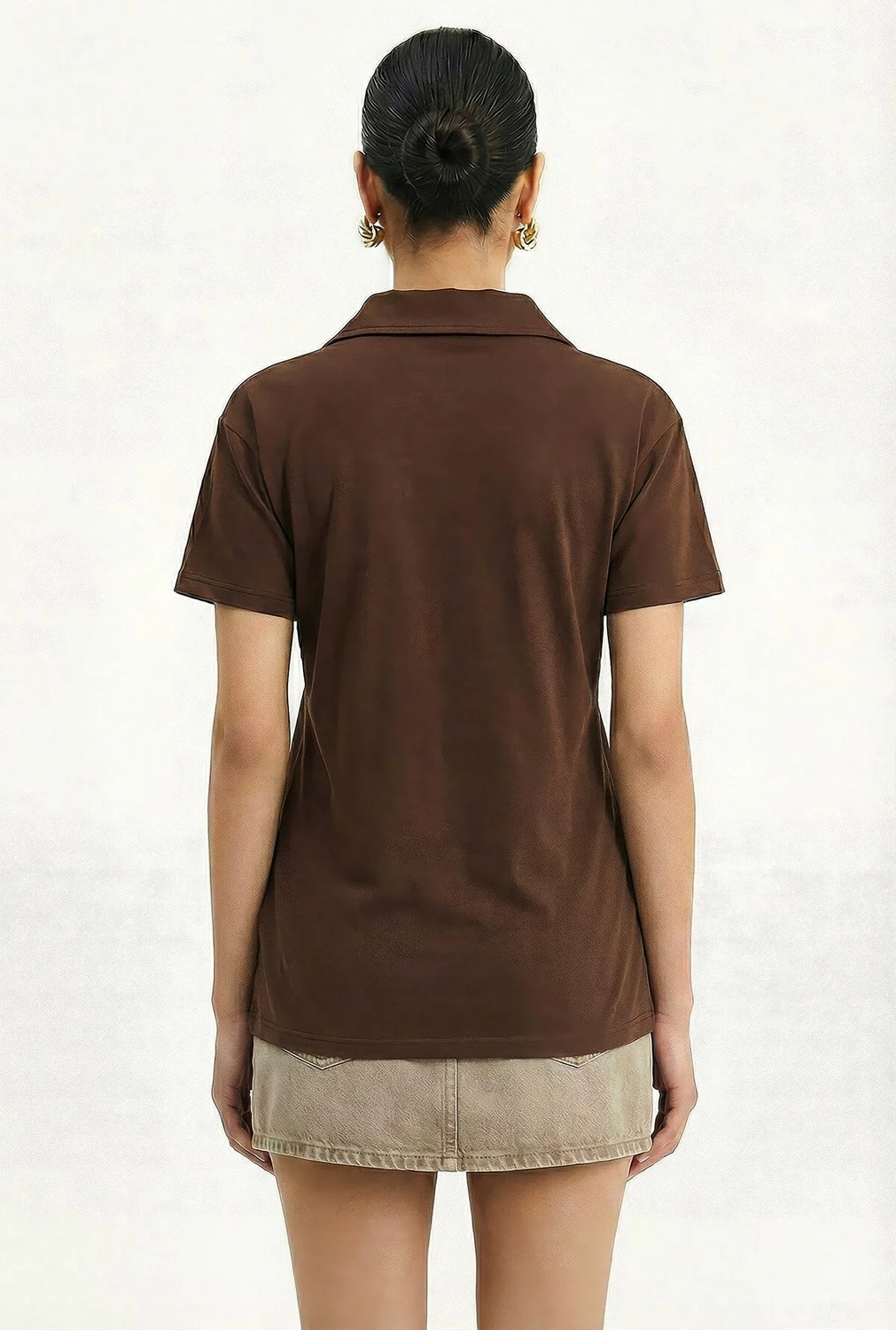 Shade Kadın Tiger Nakışkı Fular Detaylı Polo Yaka T-Shirt görsel 6