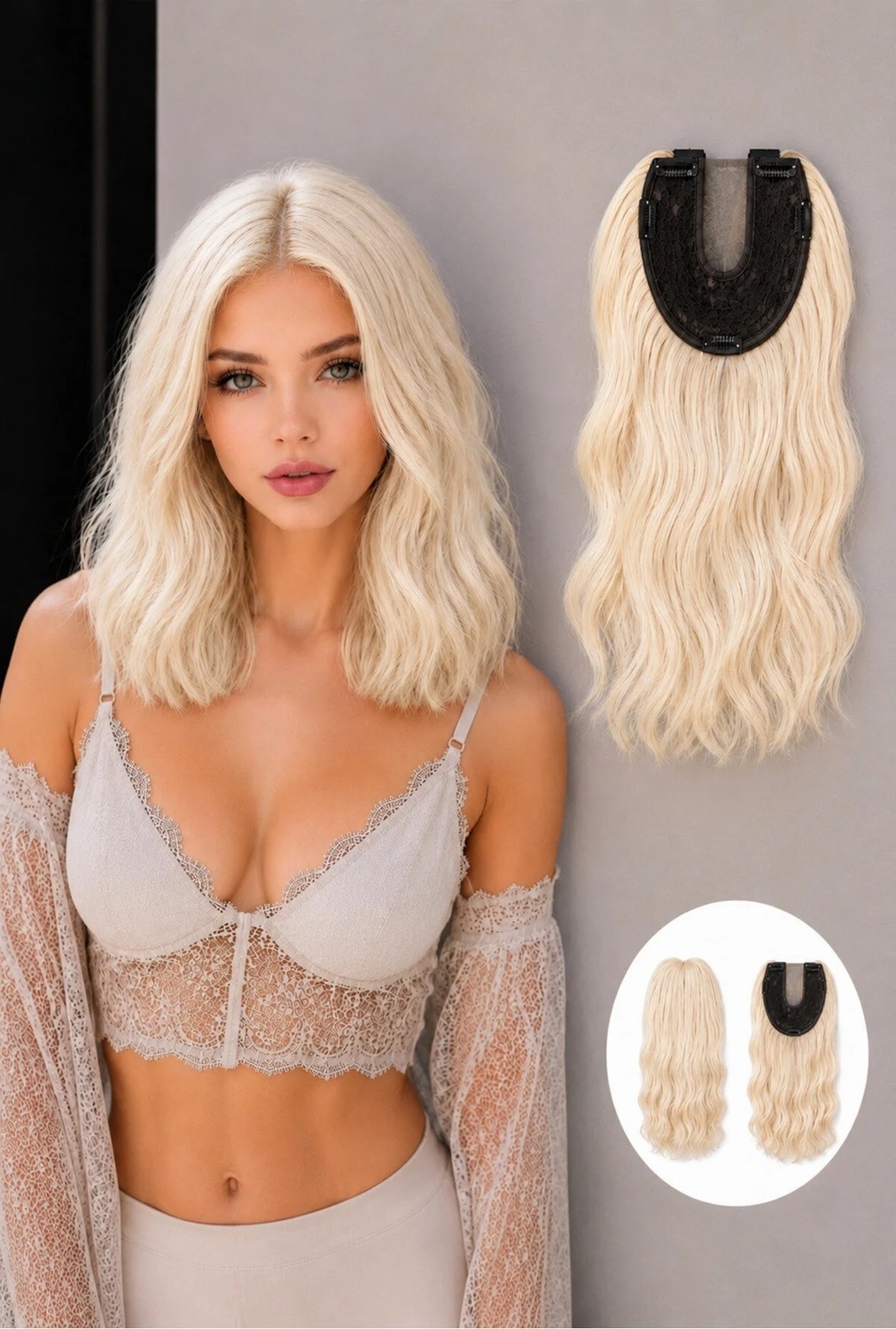 Marsilyan Platin Buz Beyazı Tül Tepelik Kısa Model