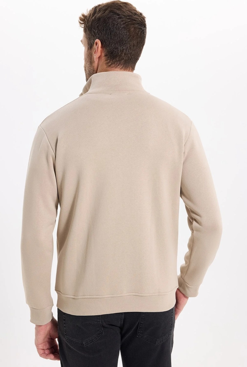 Tudors Unisex Relax Fit Rahat Kesim Pamuklu 3 İplik İçi Polarlı Fermuarlı Cepli Taş Sweatshirt Hırka görsel 8