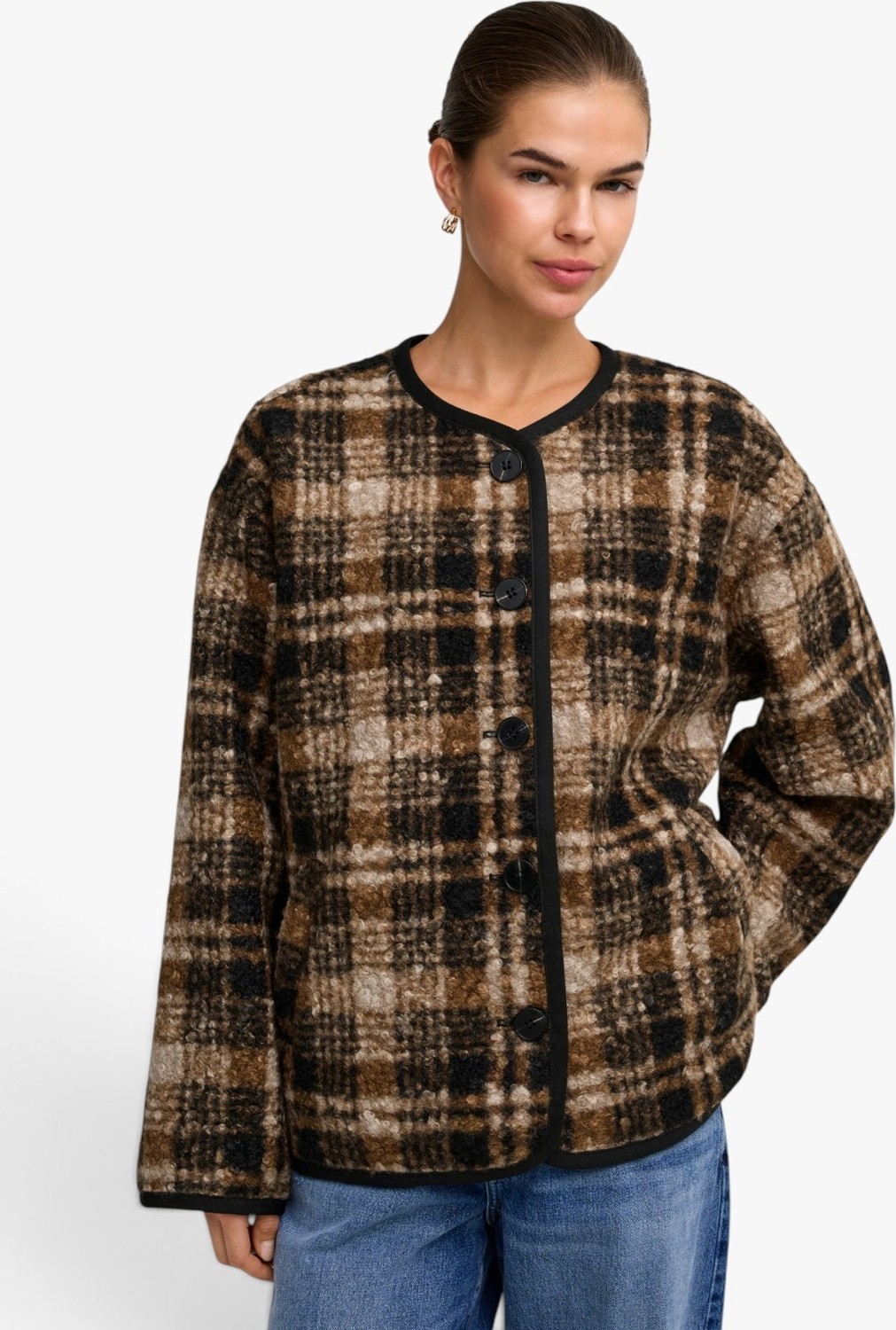 Only Onlannı Boucle Jacket cc Otw Kadın Kahverengi Mont - 15373564 görsel 3