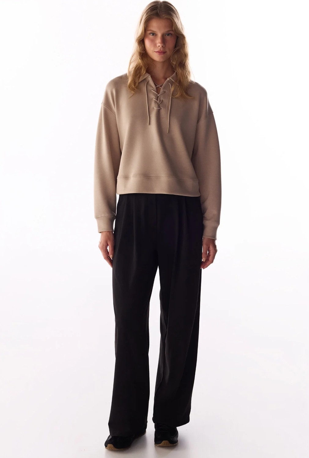 Penti Bej İpeksi Dokunuş Silky Touch Bağcıklı Uzun Kollu Sweatshirt görsel 3