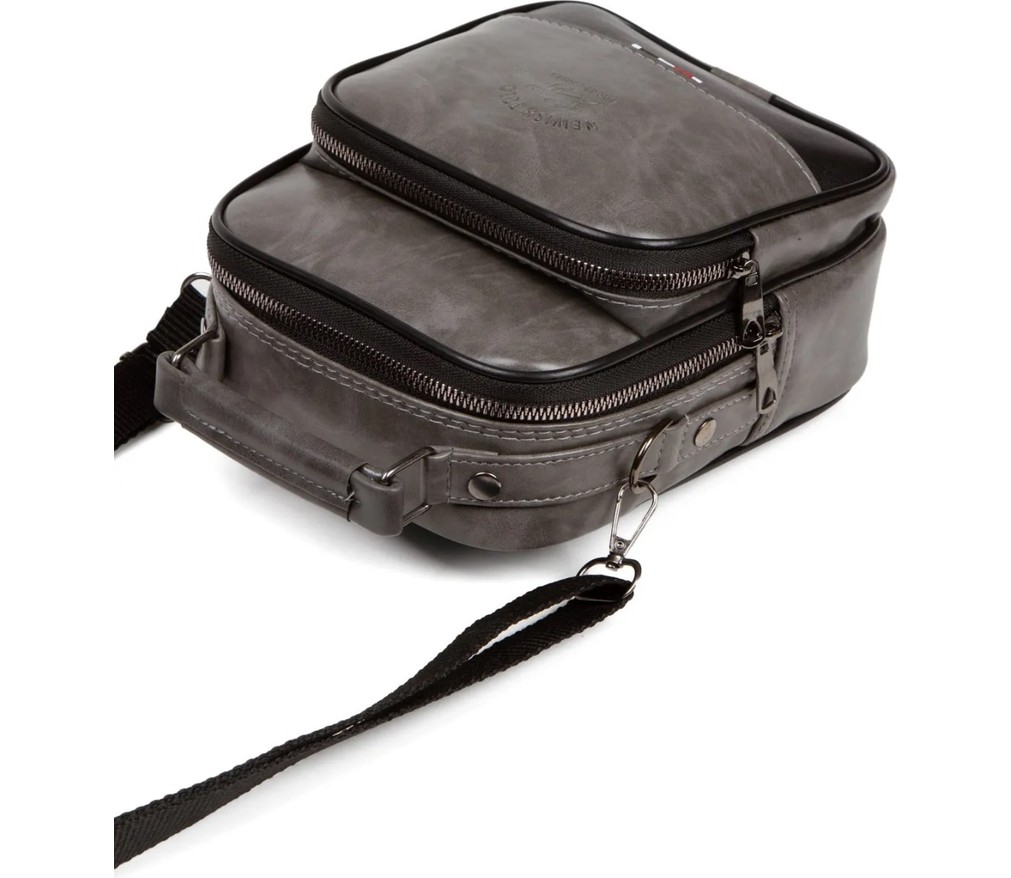 Newish Polo Erkek Deri Ayarlanabilir Çapraz Omuz Askılı Günlük Omuz ve El Çantası Çanta Suya Dayanıklı Orta Boy 19X22CM newpolo058 Tasarım Koleksiyonu görsel 3