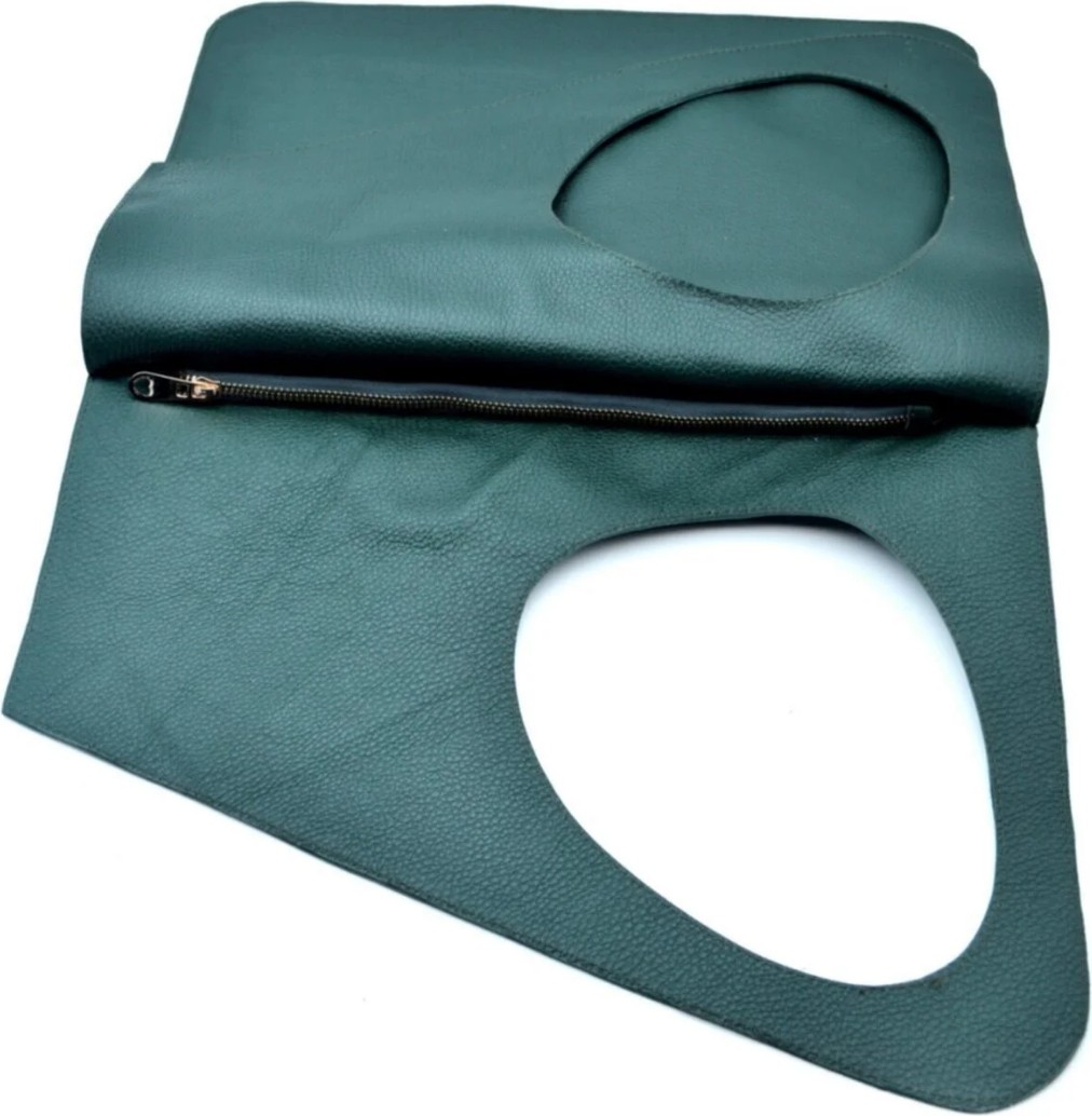 Veskemann Asimetrik Model Ördek Yeşili Hakiki Deri El Portföy Clutch görsel 4
