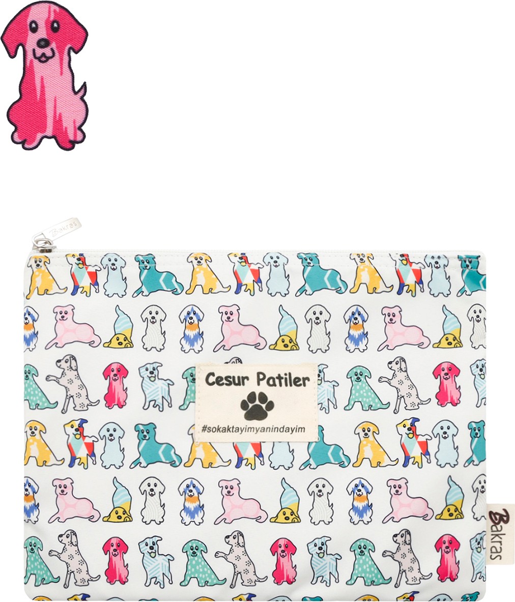 Bakras Cesur Patiler Köpek Desenli Makyaj Çantası Portföy & Clutch Çanta 24CMX19CM