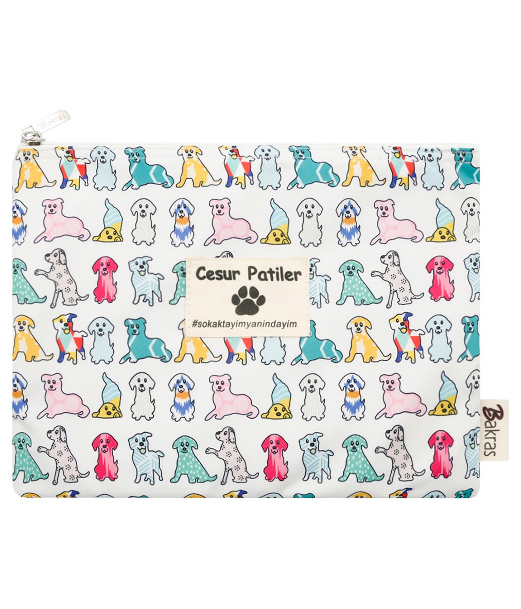 Bakras Cesur Patiler Köpek Desenli Makyaj Çantası Portföy & Clutch Çanta 24CMX19CM görsel 2