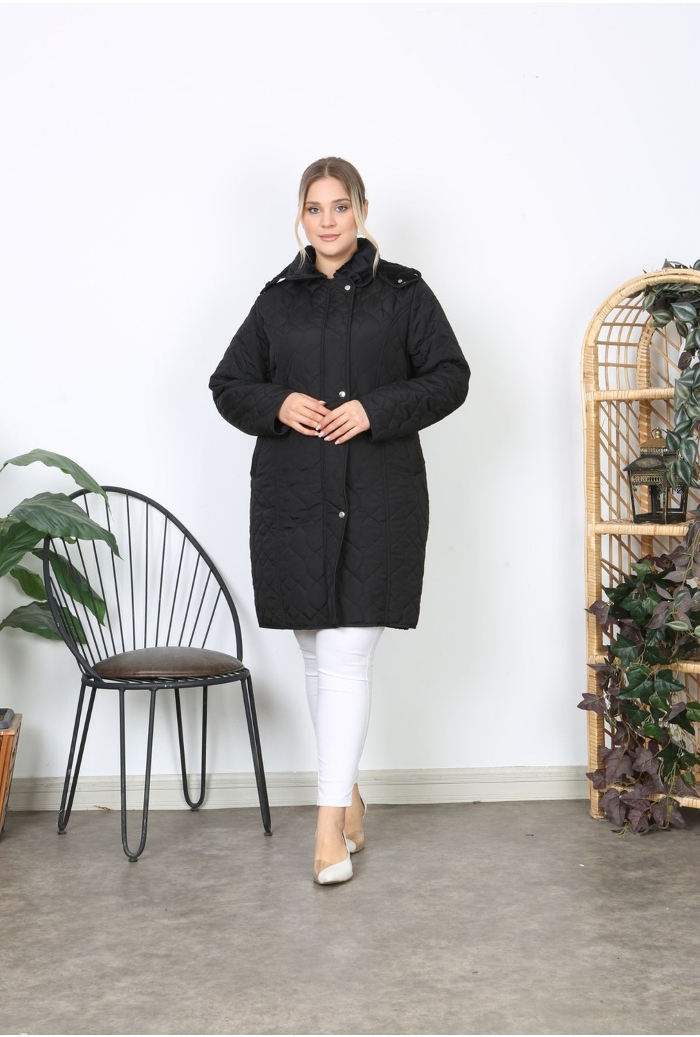 TUTveAL Collection Su Itici Mont, Büyük Beden Mont, Kapitone, Içi Tüylü Mont, Kışlık Kaban, Kapüşonlu Mont, görsel 2