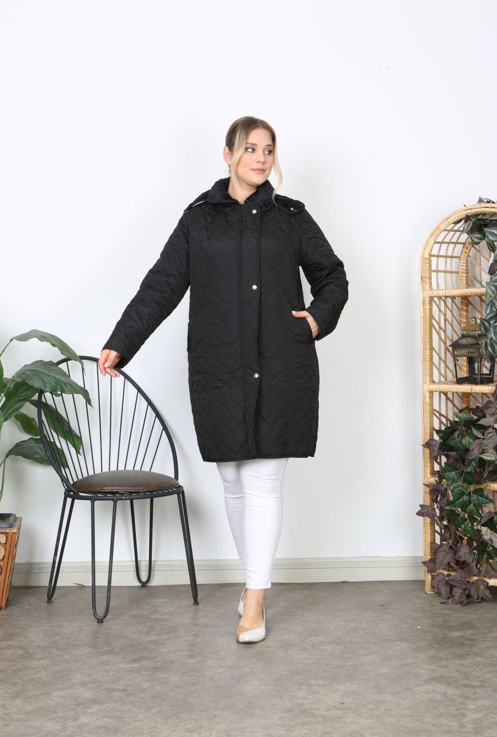 TUTveAL Collection Su Itici Mont, Büyük Beden Mont, Kapitone, Içi Tüylü Mont, Kışlık Kaban, Kapüşonlu Mont, görsel 6