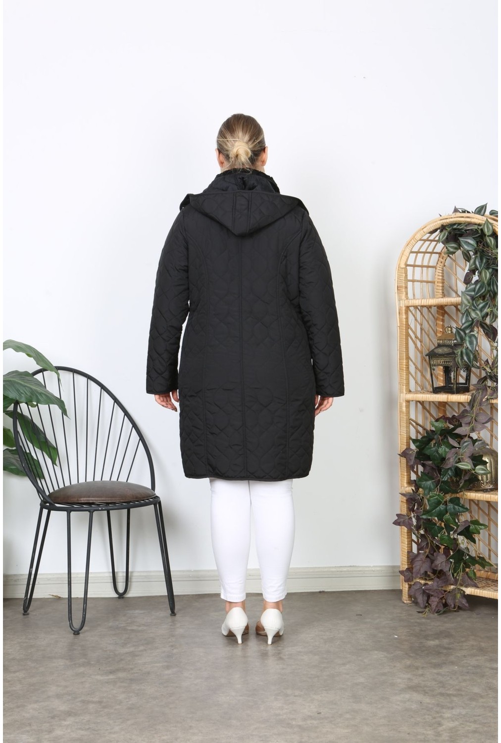TUTveAL Collection Su Itici Mont, Büyük Beden Mont, Kapitone, Içi Tüylü Mont, Kışlık Kaban, Kapüşonlu Mont, görsel 8