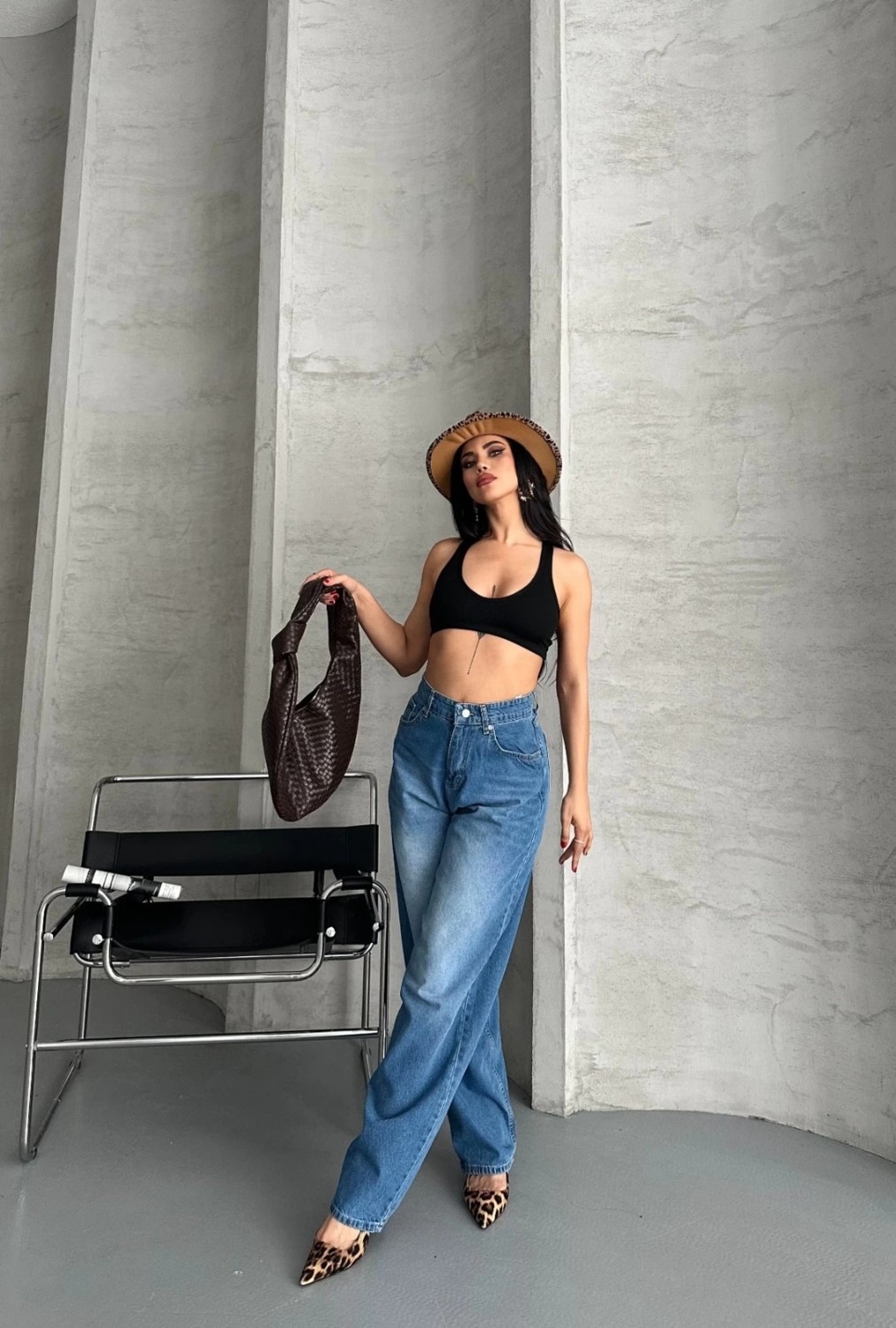 Baggy Süper Taş Bıyık Yıkama Mavi Jeans Pantolon D2007 görsel 5