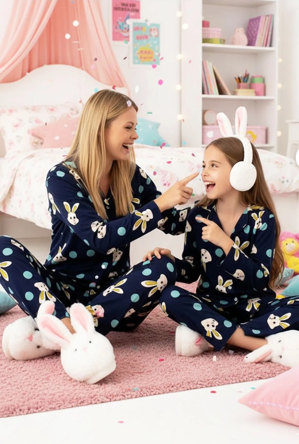 Siyah İnci Lacivert Pamuklu Düğmeli Pijama Takım Kadın için %95 Pamuklu Modern Tasarım görsel 7