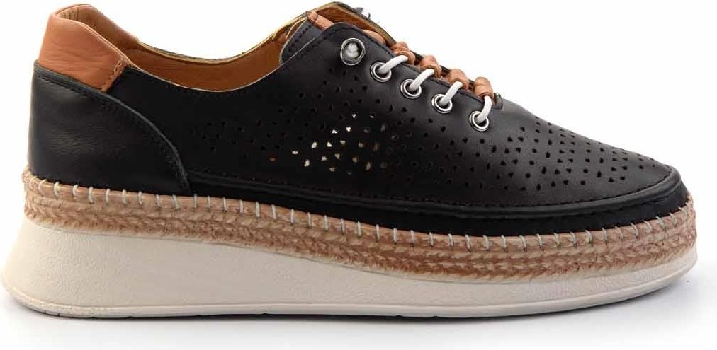Bambi Siyah Hakiki Deri Kadın Espadril K01331036203