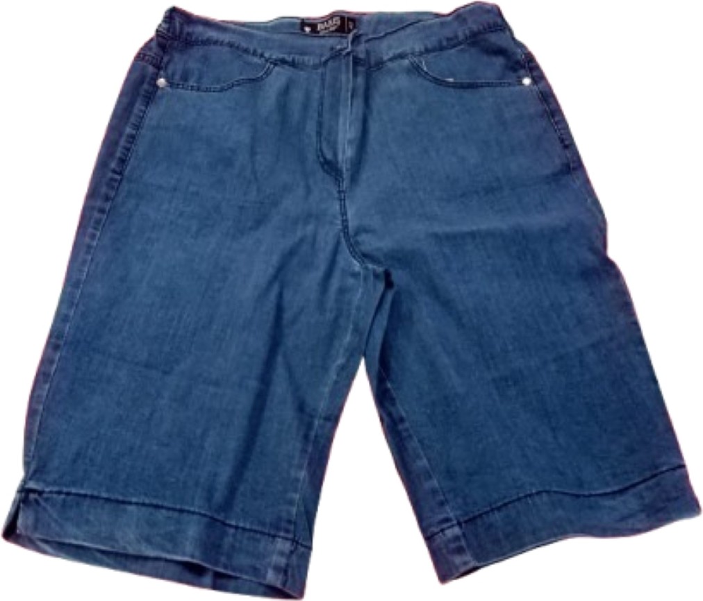 Zy Plus Mavi Büyük Beden Ince Yazlık Kot Beli Lastikli Şehir Boy Şort görsel 3