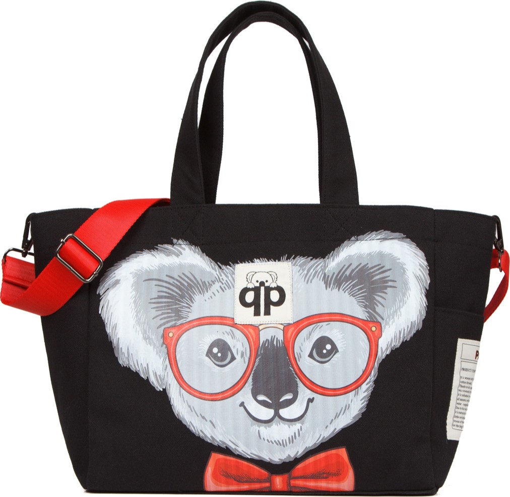 QP Ponza Siyah - Koala Desenli Kadın El ve Omuz Çantası QP1004-00