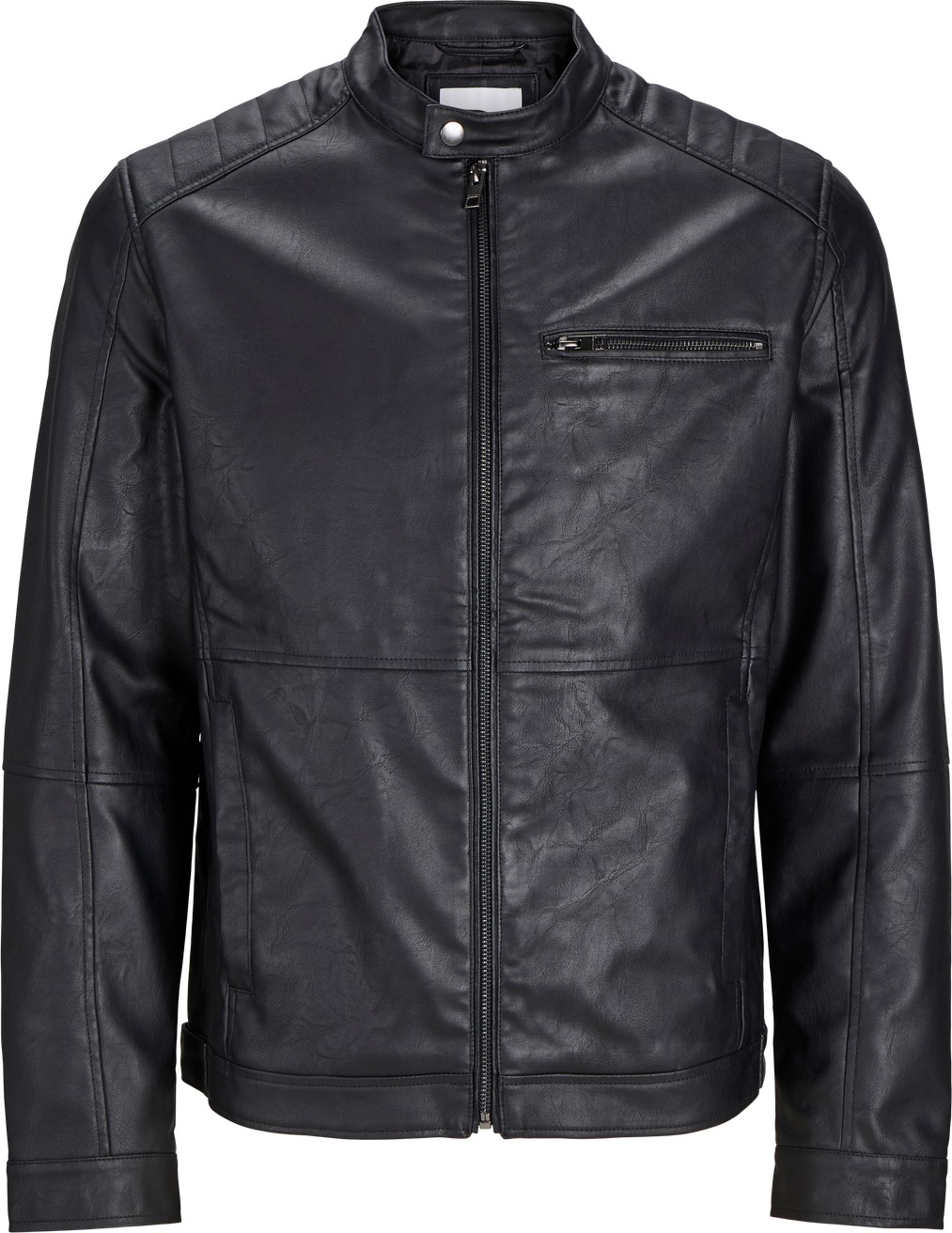 Jack & Jones Erkek Siyah Renk Bıker Deri Ceket 12261196