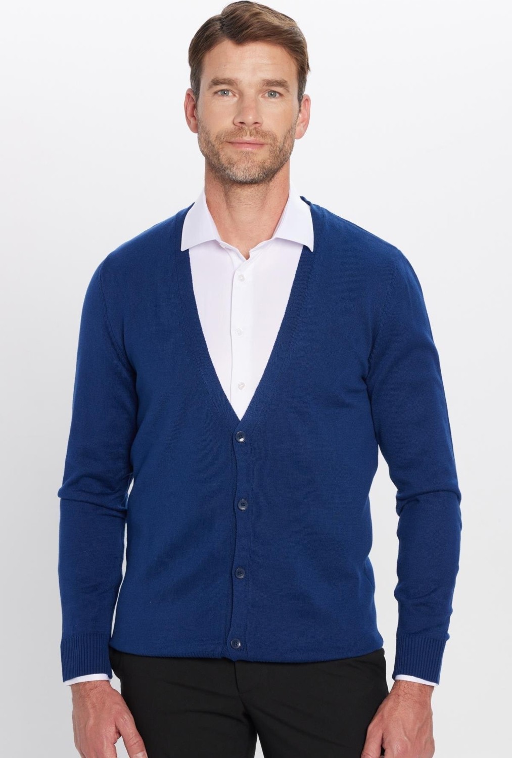 Tudors Erkek Slim Fit Dar Kesim Düğmeli Düz Pamuk Hırka