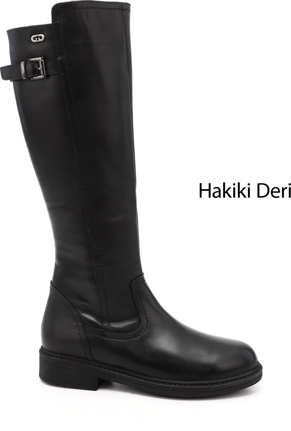 Gönderi(r) Kadın Siyah Fermuarlı Kauçuk Taban Hakiki Deri Çizme