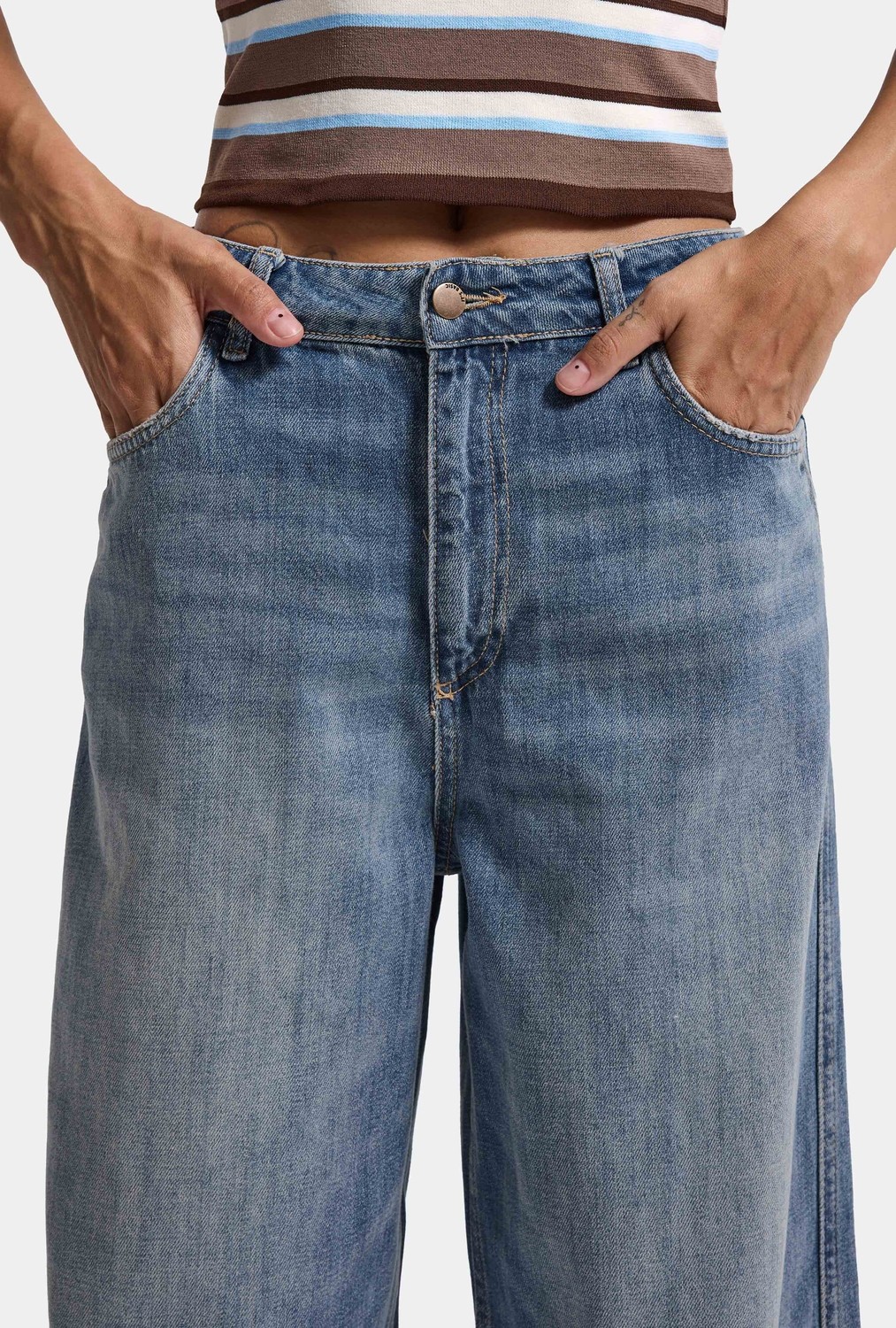 It's Basic Kadın T.Kot Rengi 4w6-31 Low Rise Straight Fit Denim Jean görsel 7