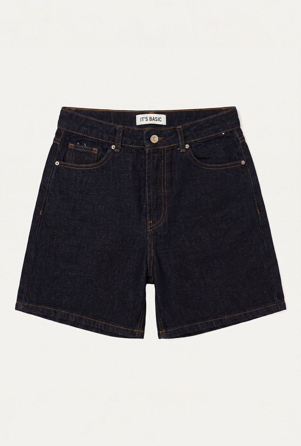 It's Basic Kadın İndigo Selvedge Diana 7s6-50 Relax Mom Fit Denim Şort görsel 3