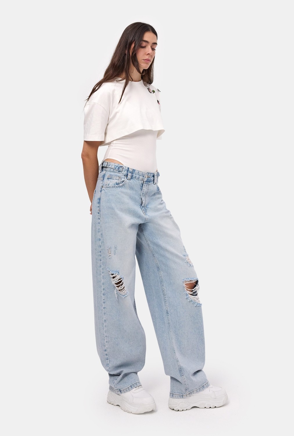 It's Basic Kadın Açık Kot 4s6-32 Süper Baggy Fit Denim Jean görsel 2