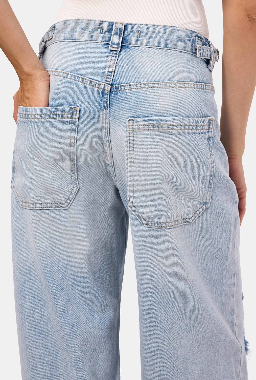 It's Basic Kadın Açık Kot 4s6-32 Süper Baggy Fit Denim Jean görsel 4