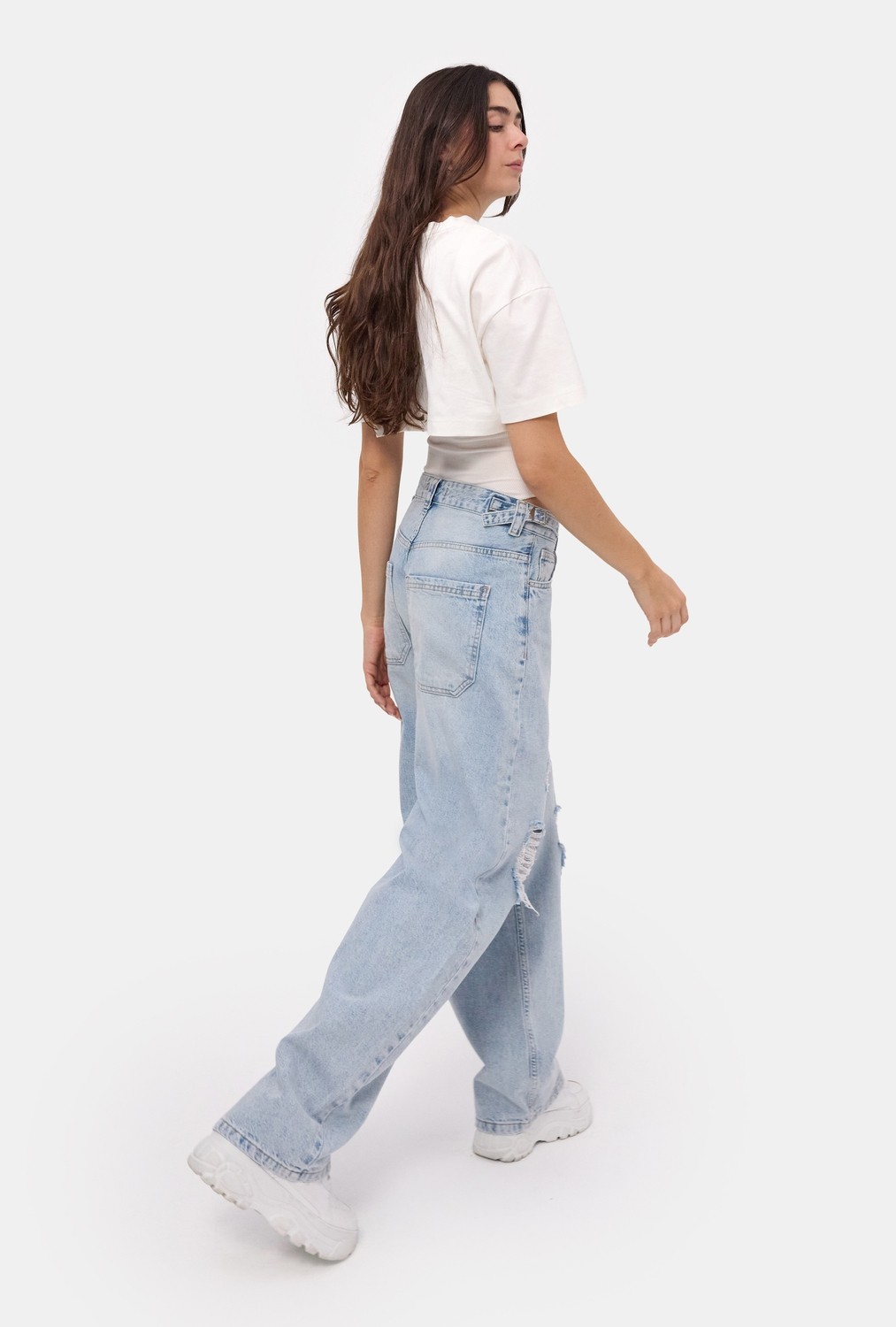 It's Basic Kadın Açık Kot 4s6-32 Süper Baggy Fit Denim Jean görsel 6