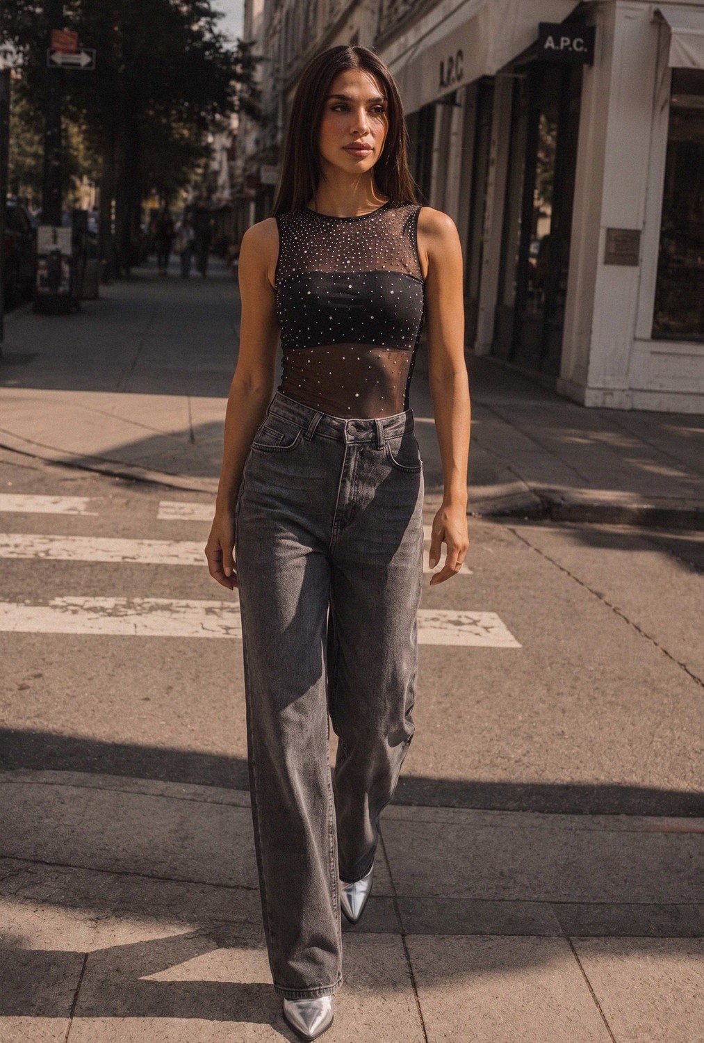 It's Basic Kadın Siyah Renk 1w5-1 Esnek Likralı Kumaş Wide Leg Fit İç Boy 80cm Denim Jean görsel 6